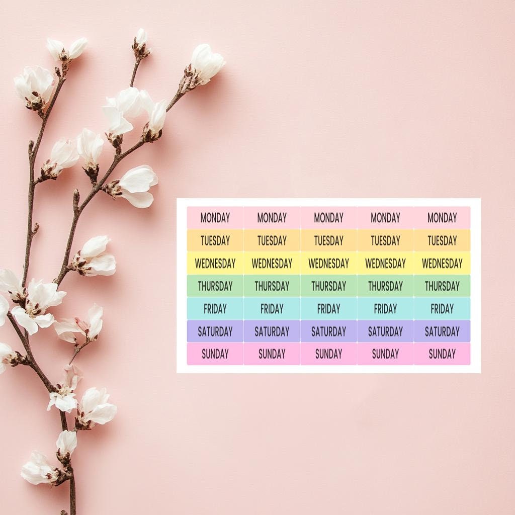 Days of the Week Stickers, Weekday stickers, pastel planner stickers, Labels for diaries, planner Stickers