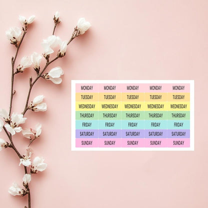 Days of the Week Stickers, Weekday stickers, pastel planner stickers, Labels for diaries, planner Stickers