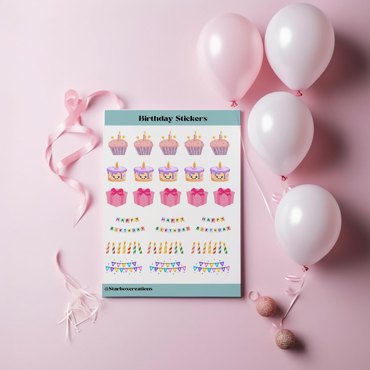 Happy Birthday Sticker sheet , Journal Sticker, Planner stickers , Scrapbook Stickers, Birthday Sticker, Party Sticker