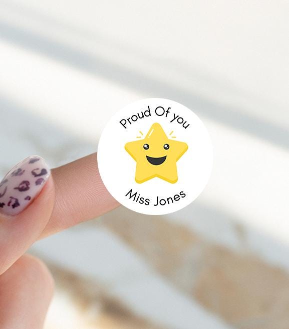 Well done Teacher Stickers ,proud of you label, Personalised Teacher Stickers, Marking Work, School Stationary,  Class room sticker