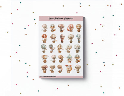 Animal Balloon Stickers, Sticker Sheet, Birthday stickers, Birthday Reminder, cute stickers