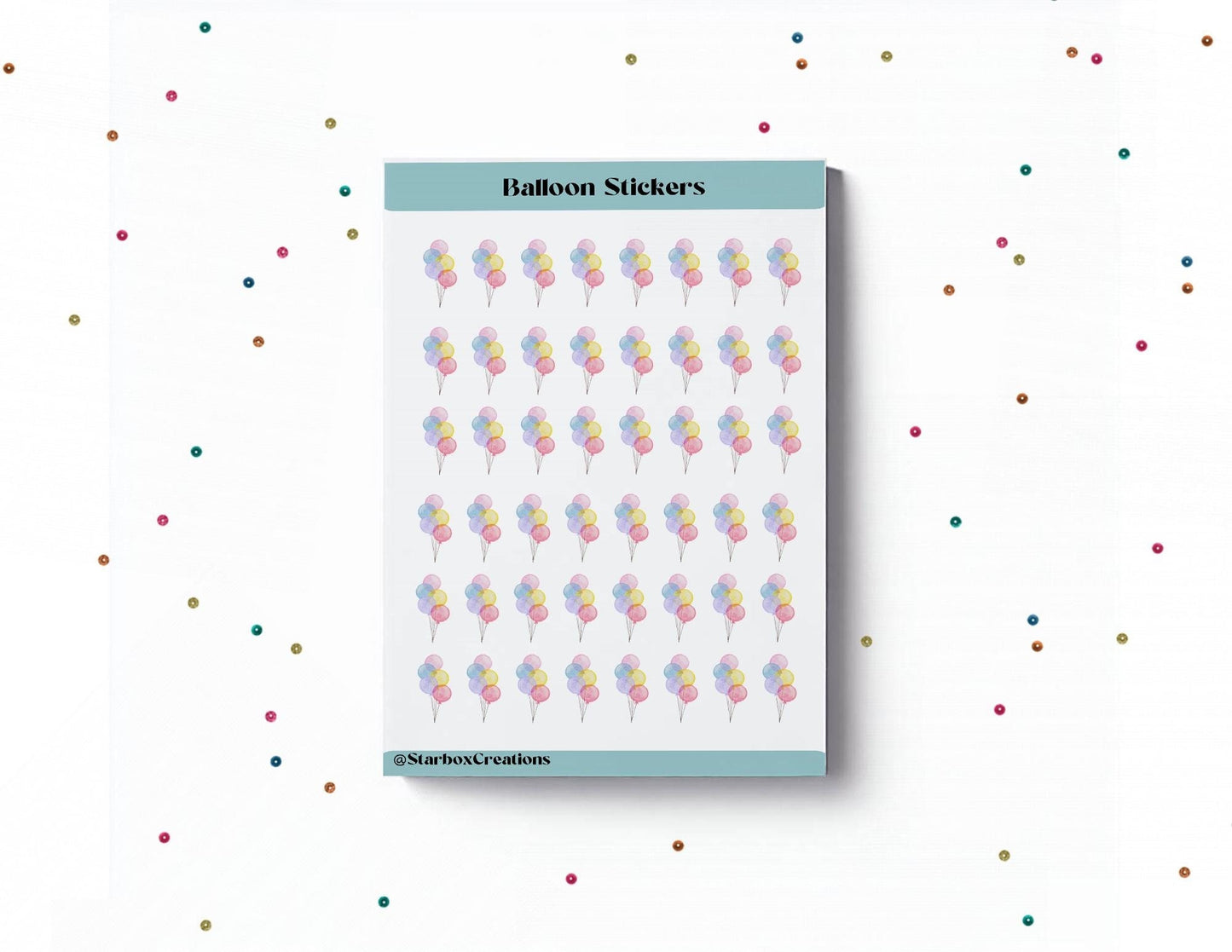 Watercolor Balloon Planner Stickers: Birthday Reminder Sheet