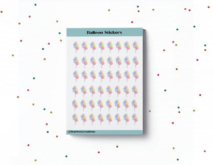 Watercolor Balloon Planner Stickers: Birthday Reminder Sheet