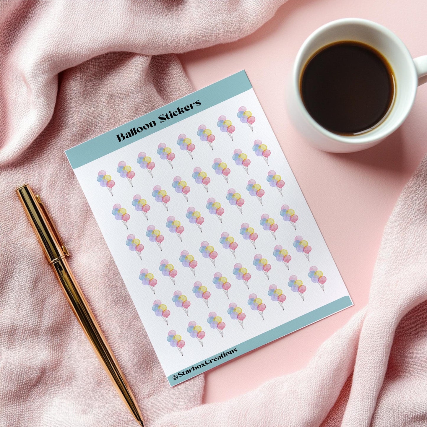 Watercolor Balloon Planner Stickers: Birthday Reminder Sheet