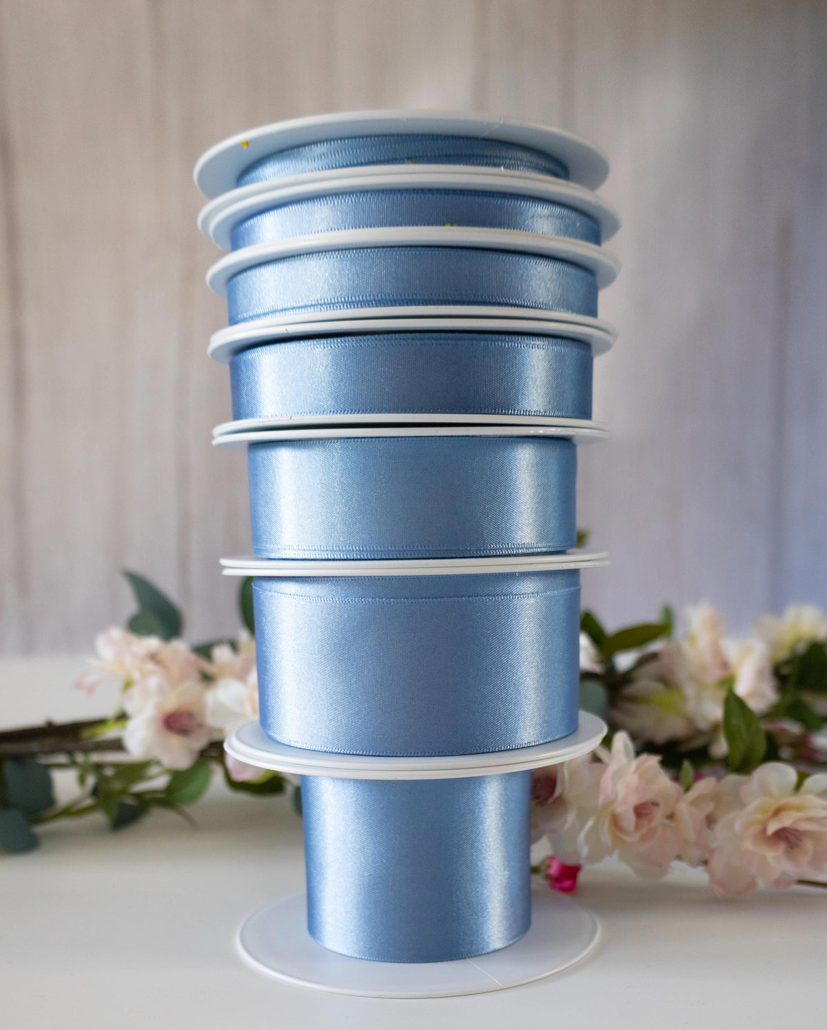 Blue double sided satin ribbon,  Beresford's no 61 trim for weddings, anniversary gifts - 7 widths in 5 metre lengths, RECYCLED eco friendly