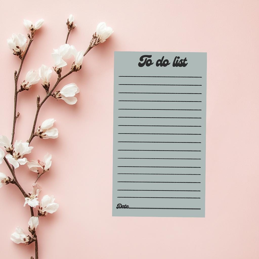 Sage Green To Do List Notepad, Minimalist Tear-Off Pad, Productivity Pad, shopping list