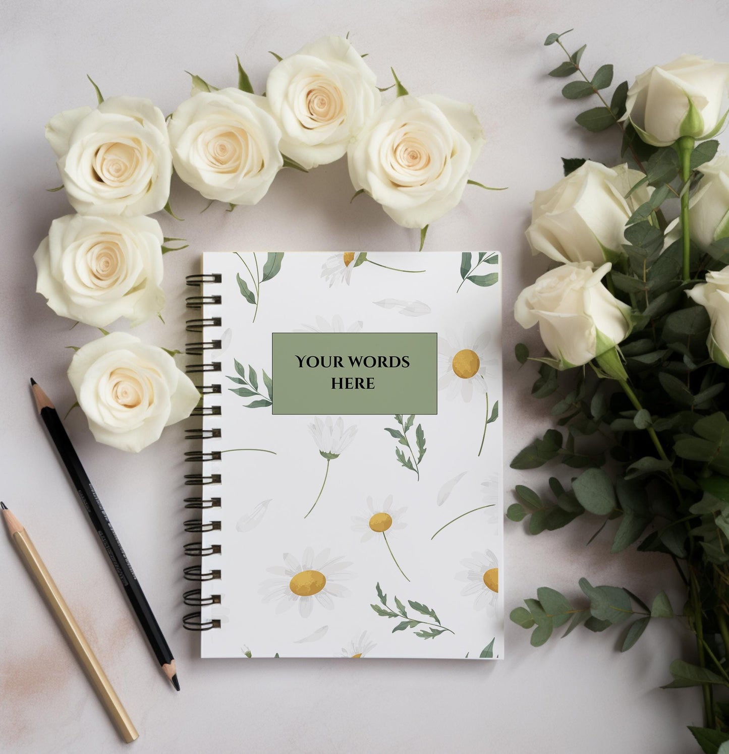 Personalised Notebook A4 or A5, Custom Name Notepad, Wire Bound Journal, Gift for Her, Stationery Lover, Minimalist Notepad
