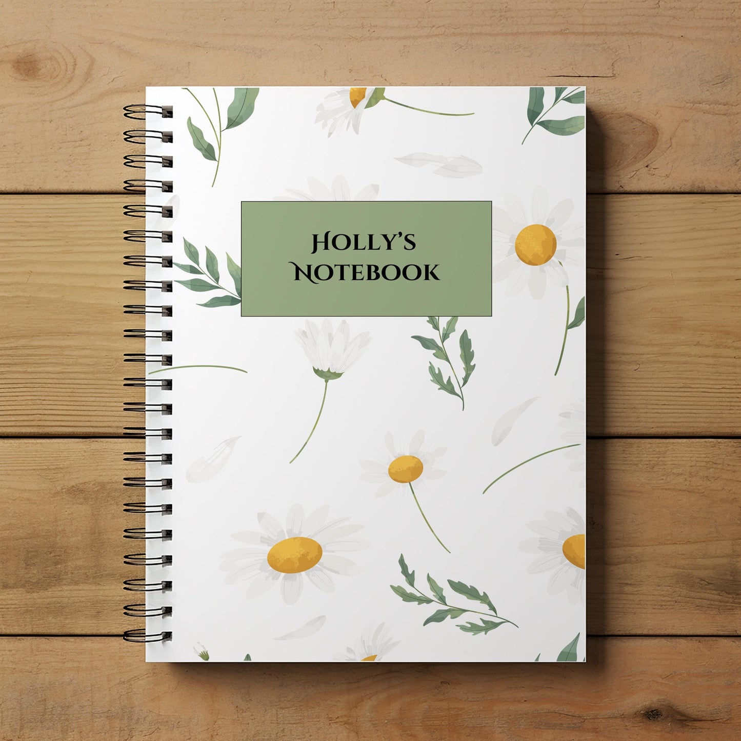 Personalised Notebook A4 or A5, Custom Name Notepad, Wire Bound Journal, Gift for Her, Stationery Lover, Minimalist Notepad