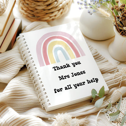 teachers Gift ideas, rainbow notebook, Personalised Notebook, Spiral notebook  A4 or A5, teachers gift end of year