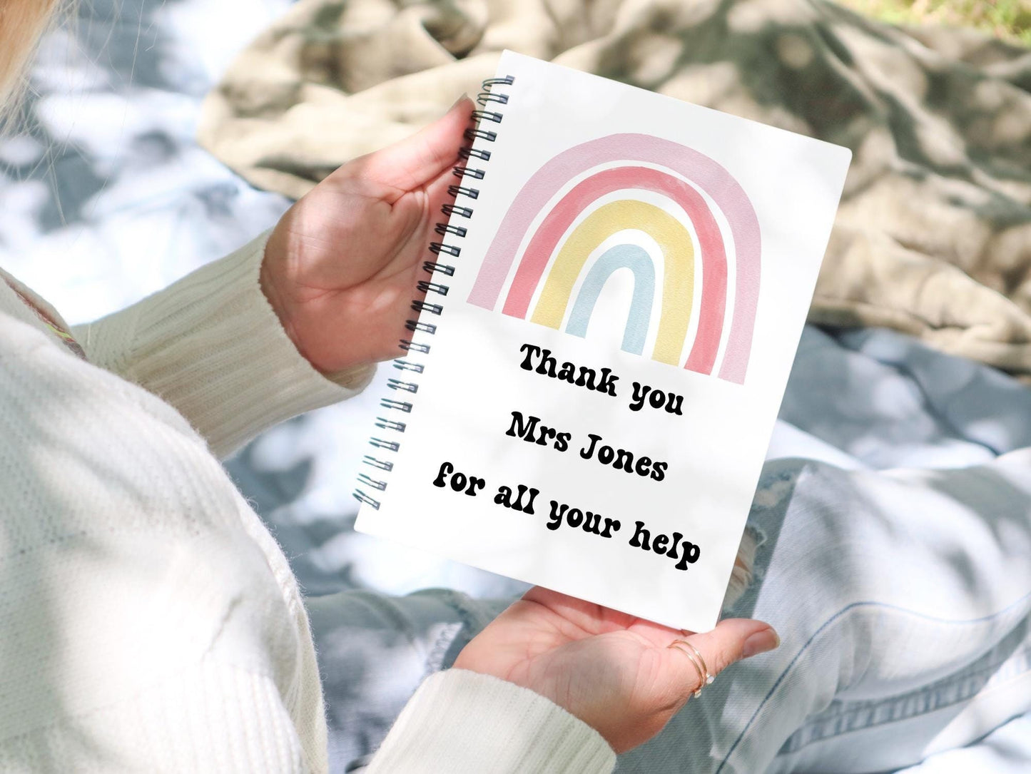 teachers Gift ideas, rainbow notebook, Personalised Notebook, Spiral notebook  A4 or A5, teachers gift end of year