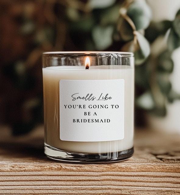 Smells Like Personalised Bridesmaid Labels, candle Stickers, Monochrome Wedding Party Proposal Box Label, Bridesmaid Maid of Honour  sticker