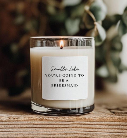 Smells Like Personalised Bridesmaid Labels, candle Stickers, Monochrome Wedding Party Proposal Box Label, Bridesmaid Maid of Honour  sticker