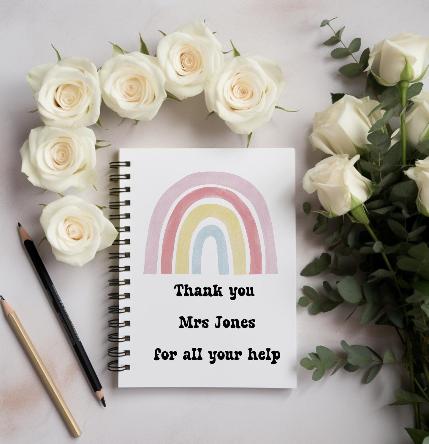 teachers Gift ideas, rainbow notebook, Personalised Notebook, Spiral notebook  A4 or A5, teachers gift end of year