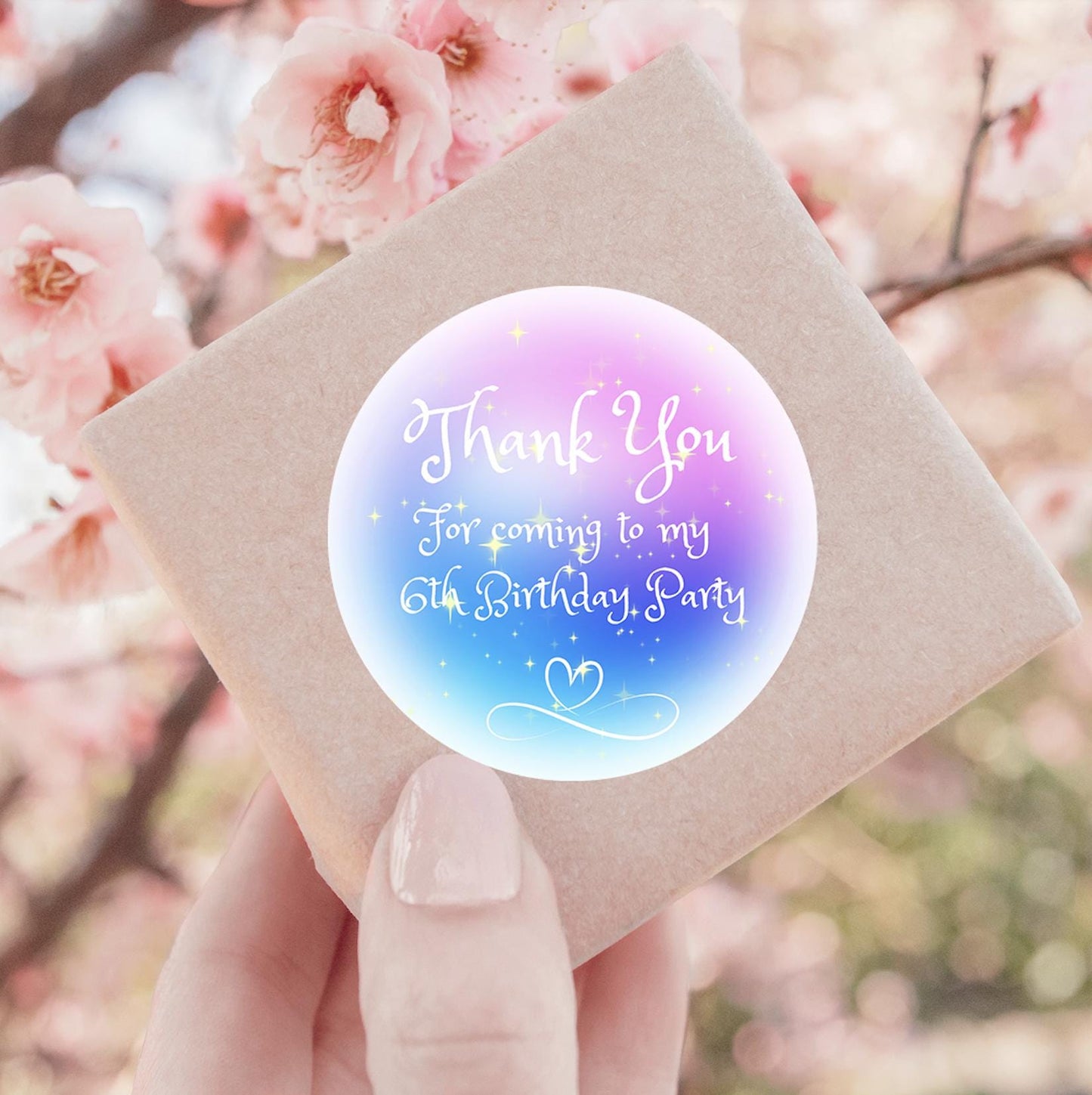 Thank You Party Stickers, Rainbow Thank You Labels, Goodie Bag Stickers, Custom Name Stickers, Gloss or Matte Finish, 5 Sizes
