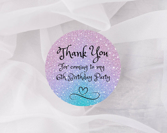 Rainbow Thank You Party Stickers: Goodie Bag Labels, gloss stickers