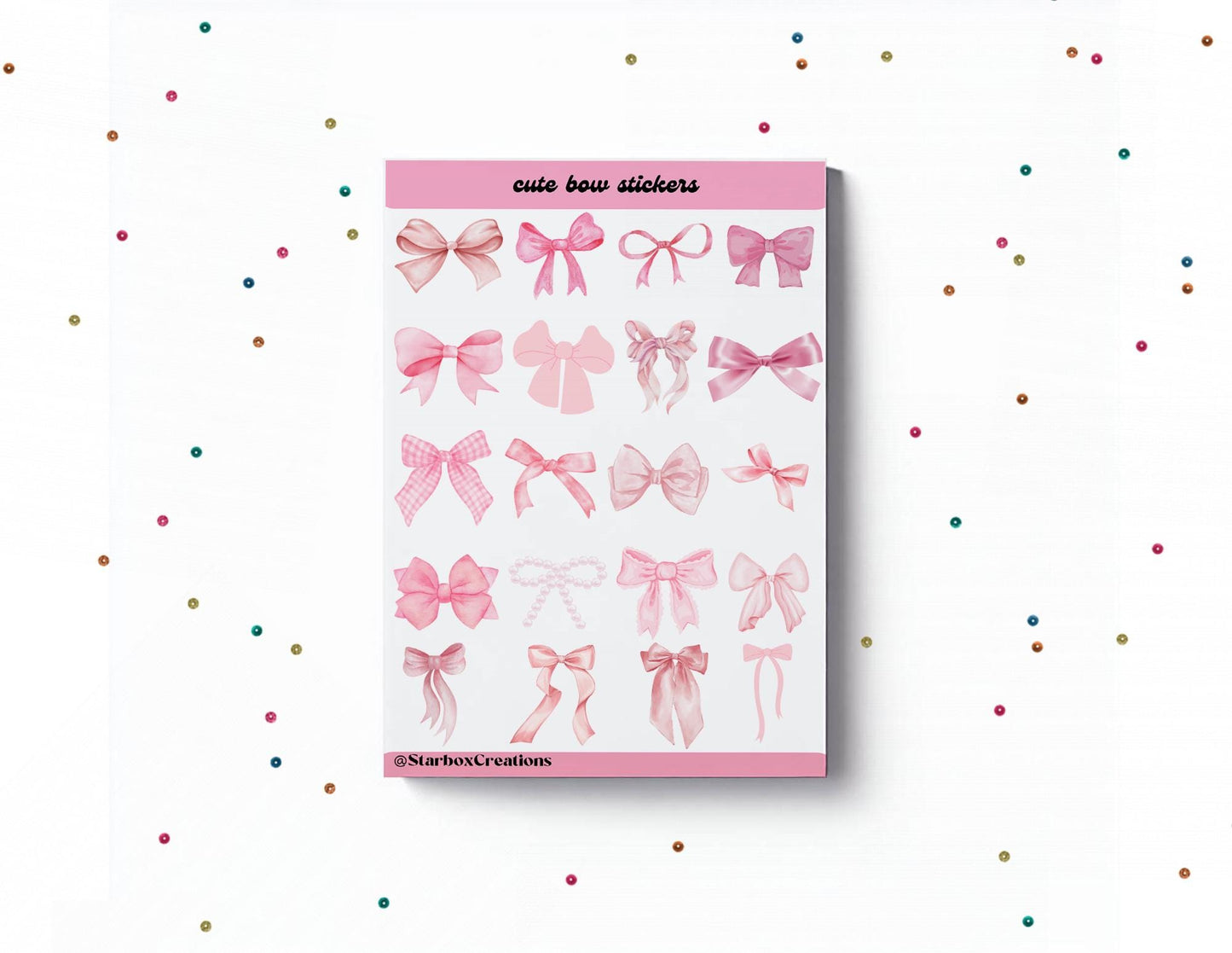 Pink Bow Stickers, Sticker Sheets, Planner Stickers , Bullet Journal Stickers , Journal Stickers , Scrapbook Stickers