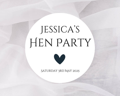 Hen Party Favour Stickers, Custom, Bachelorette Party Bag Labels, hen party labels, personalised stickers 5 sizes