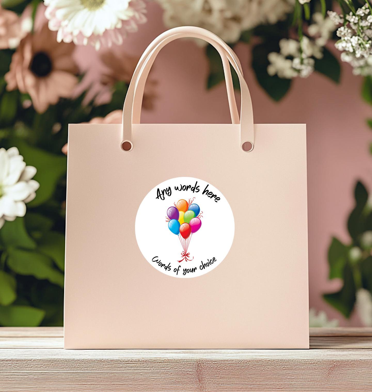 Balloon Thank You Stickers for Party Bags, Kids Birthday Favor Labels, Personalised Party Stickers, Rainbow Balloons 5 sizes