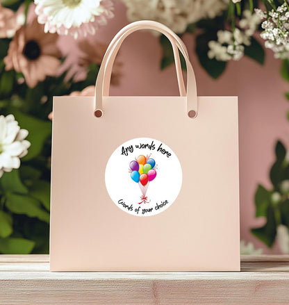 Balloon Thank You Stickers for Party Bags, Kids Birthday Favor Labels, Personalised Party Stickers, Rainbow Balloons 5 sizes