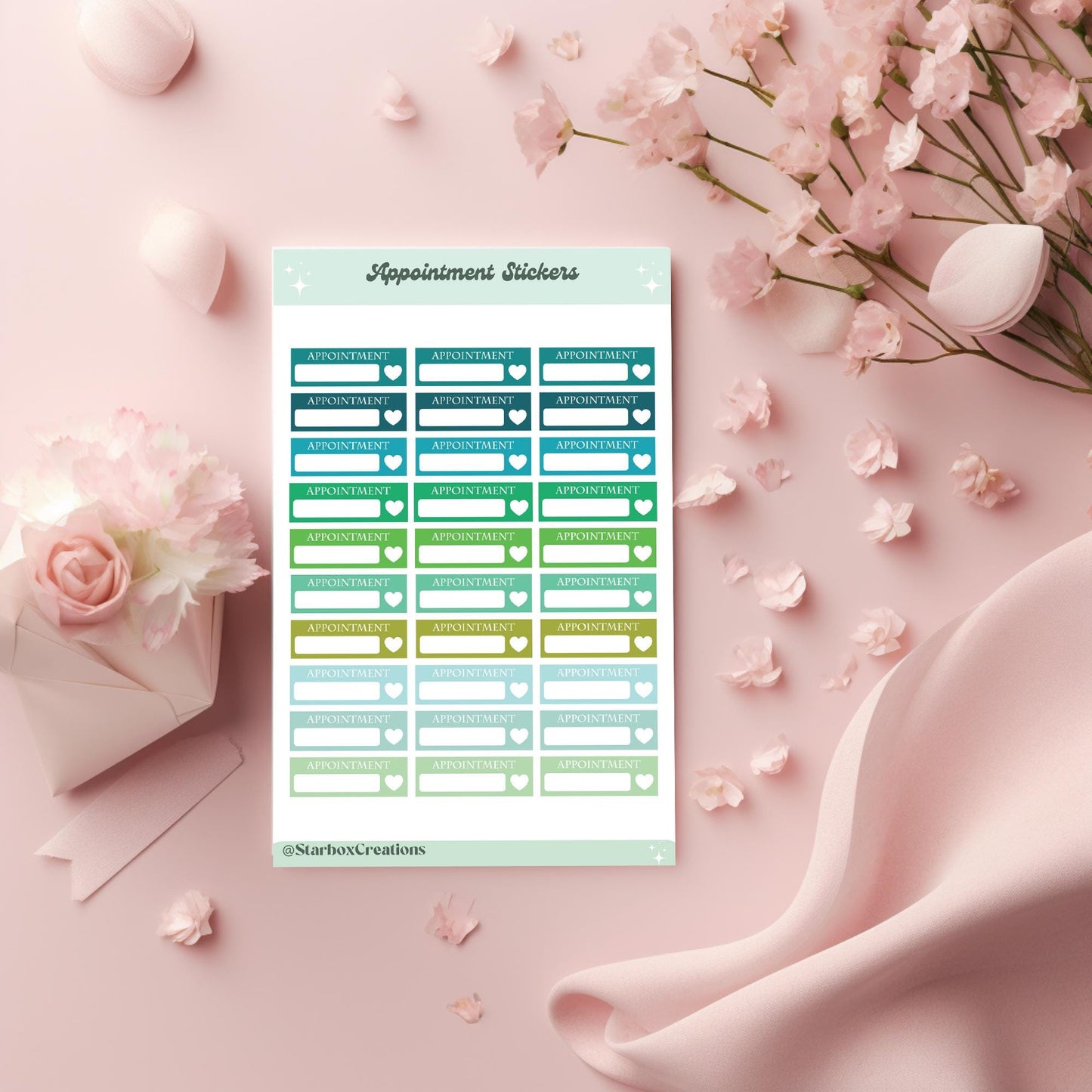 Appointment Reminder Planner Stickers: Small Text Box Labels