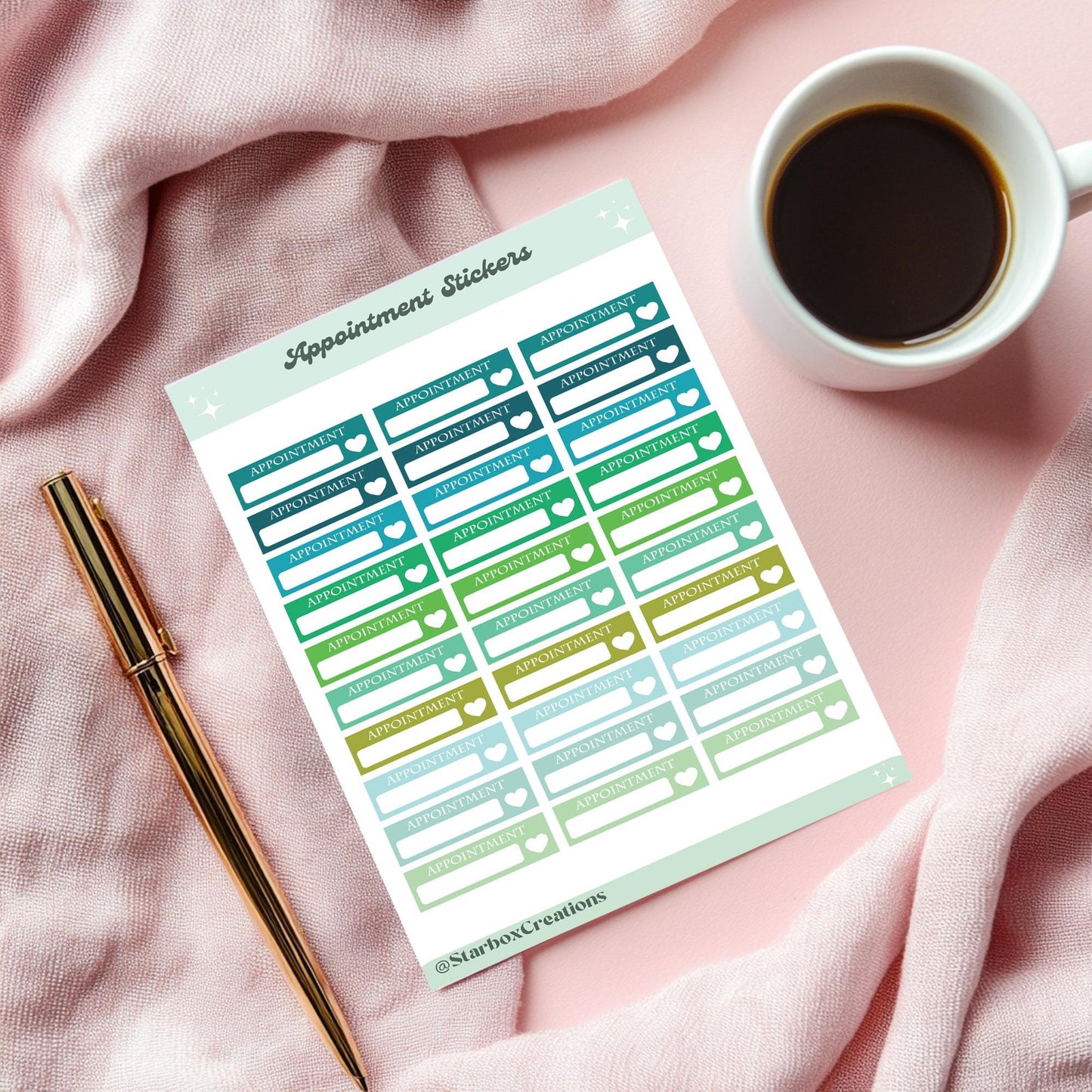 Appointment Reminder Planner Stickers: Small Text Box Labels