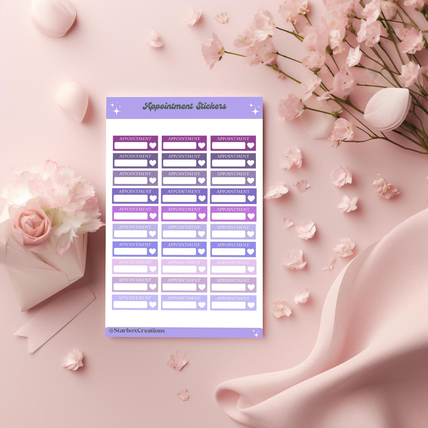 Blank Appointment Reminder Planner Stickers, Functional Label Stickers for Journals, Calendars, Bullet Journals & Daily Planners