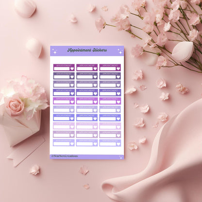 Blank Appointment Reminder Planner Stickers, Functional Label Stickers for Journals, Calendars, Bullet Journals & Daily Planners