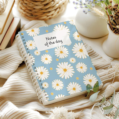 Personalised Notebook,  Notepad Wire bound Soft backed, Daisy Spiral Notebook, gifts for her, Gifts for him. A4 or A5