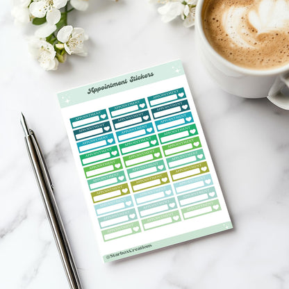 Appointment Reminder Planner Stickers: Small Text Box Labels