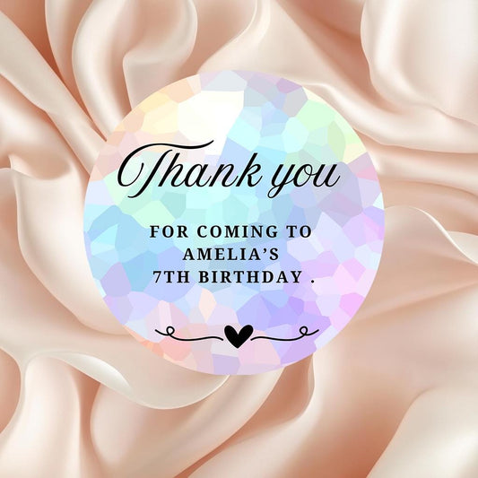 Thank you for coming to my party stickers, Goodie bag stickers, thank you stickers, five sizes, rainbow stickers, name stickers, pastel.