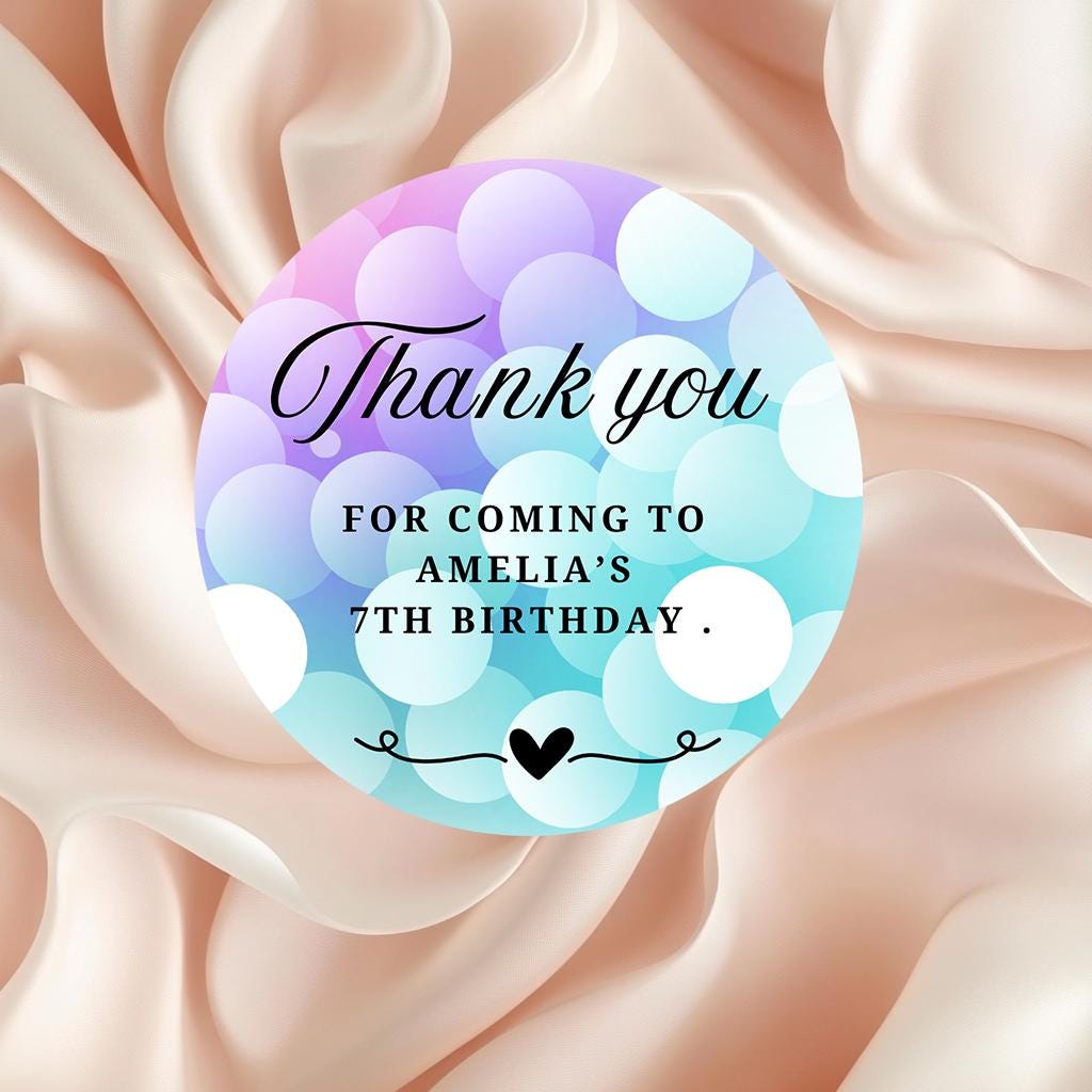 Rainbow Party Stickers: Thank You Goodie Bag Labels