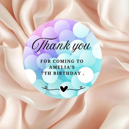 Rainbow Party Stickers: Thank You Goodie Bag Labels
