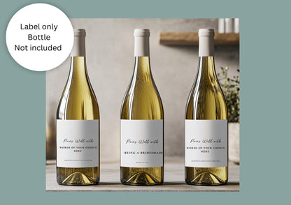 Pairs Well With Getting Engaged, Bridesmaid Maid of Honour,  Wine Champagne Prosecco Label Sticker Wedding Favours, words of your choice