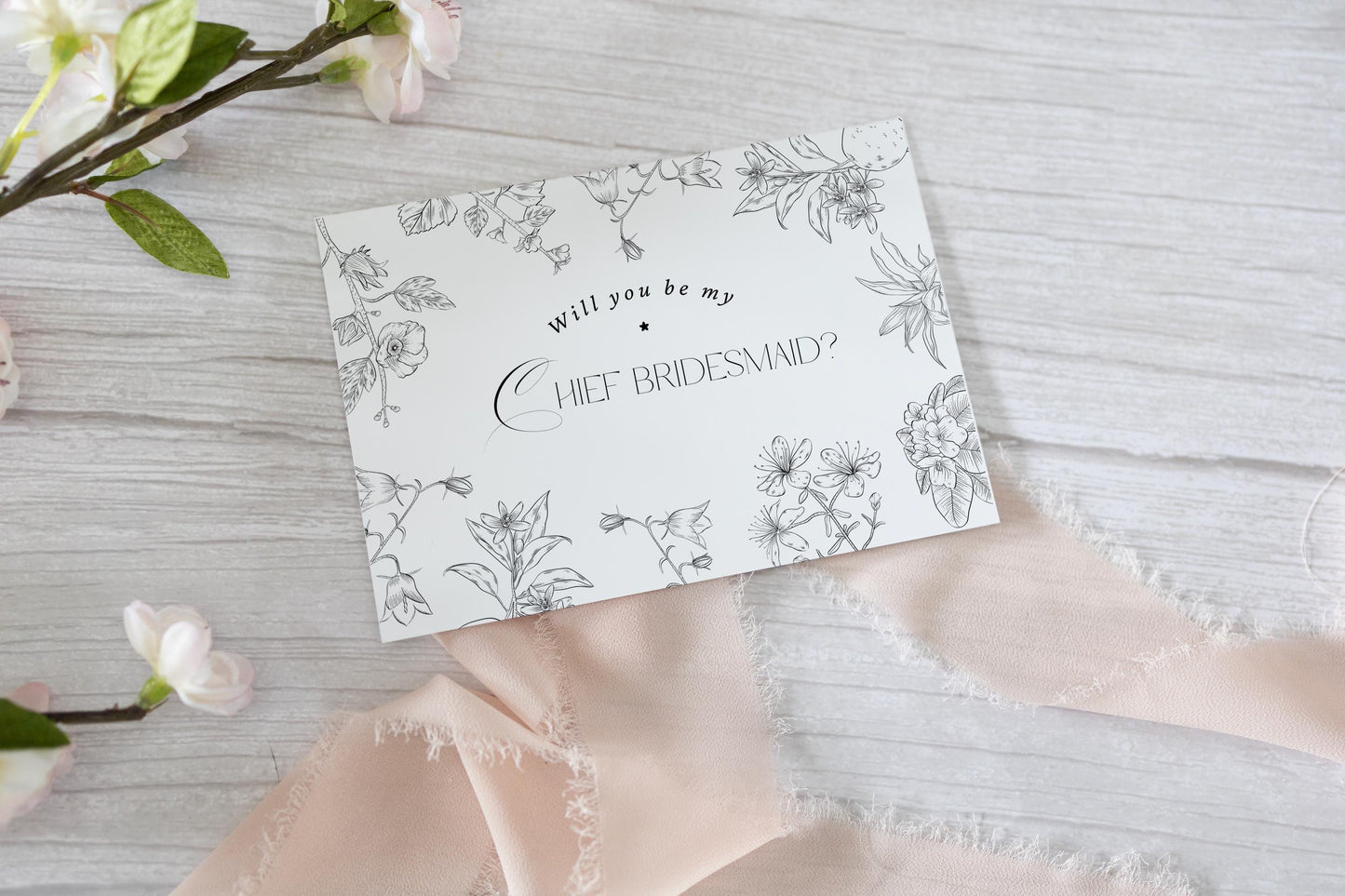 Bridesmaid Proposal Card: Floral Wedding Party Invitation