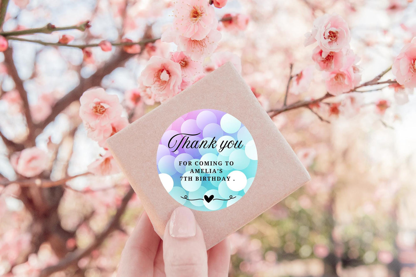 Rainbow Party Stickers: Thank You Goodie Bag Labels