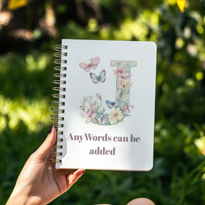 Personalised A4  or A5 Spiral Notebook, Eucalyptus Butterfly Design
