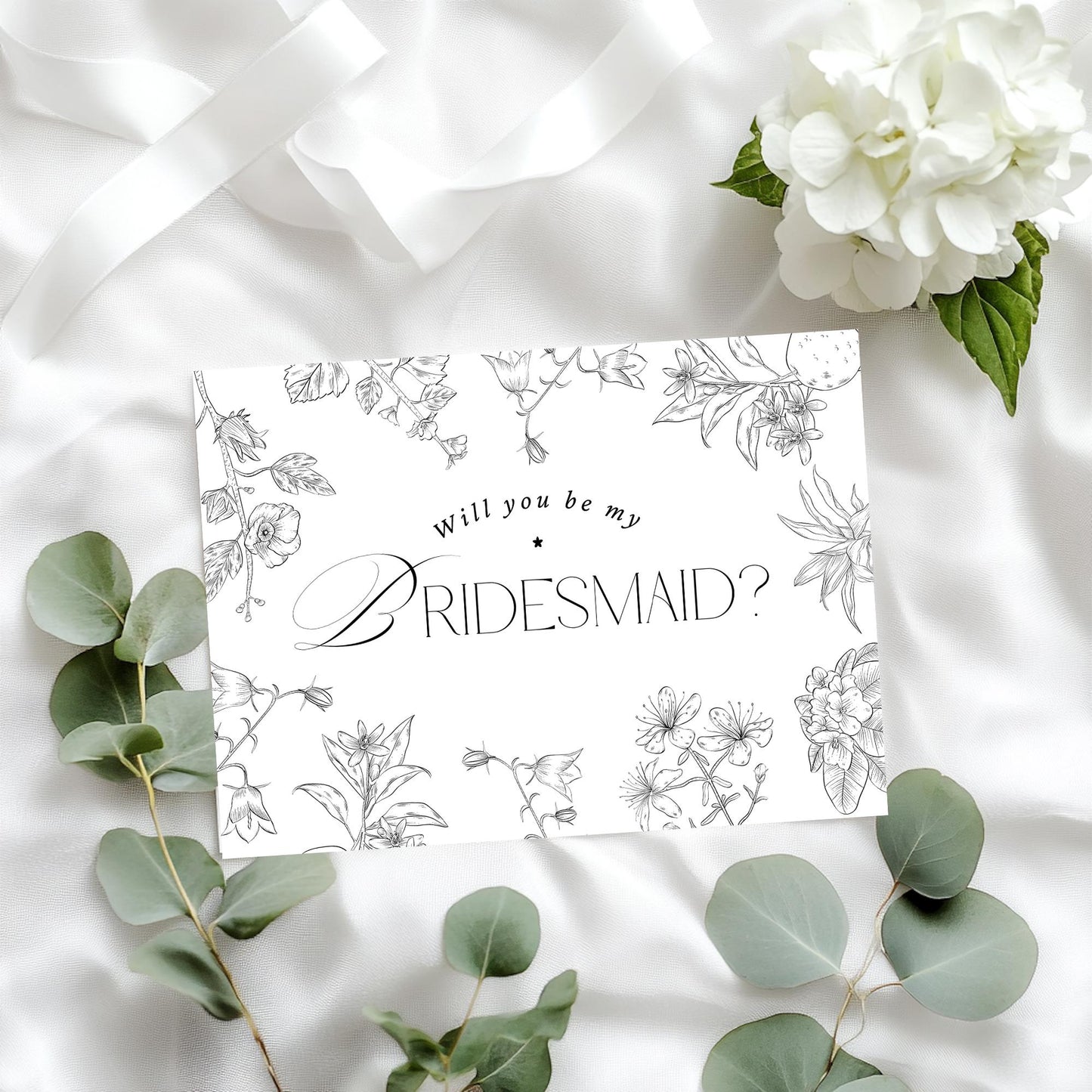 Bridesmaid Proposal Card: Floral Wedding Party Invitation