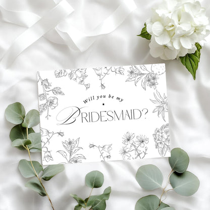 Bridesmaid Proposal Card: Floral Wedding Party Invitation