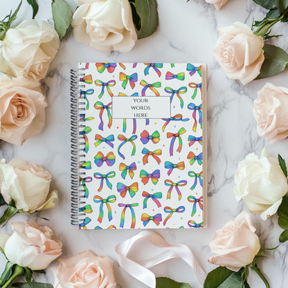 Personalised Notebook,  Notepad Wire bound Soft backed, Rainbow Spiral Notebook, gifts for her, Gifts for him. A4 or A5
