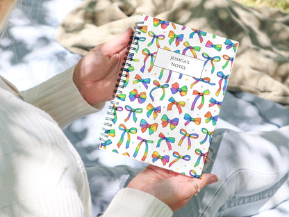 Personalised Notebook,  Notepad Wire bound Soft backed, Rainbow Spiral Notebook, gifts for her, Gifts for him. A4 or A5