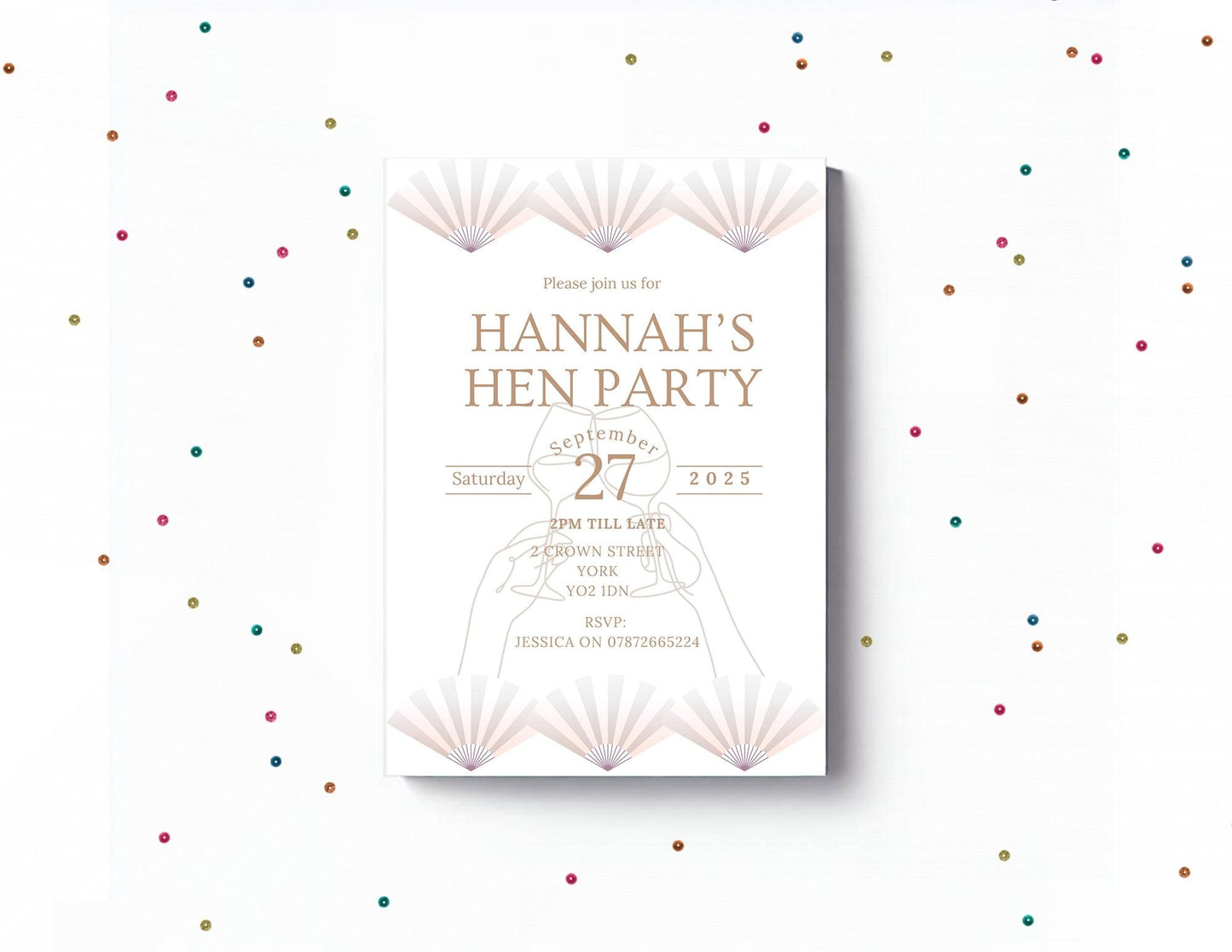 Elegant Blush Hen Party Invitation, Bridal Shower Invite, Bridal Shower invite, hen party/Bridal Shower  Envelopes included. PK12