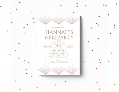 Elegant Blush Hen Party Invitation, Bridal Shower Invite, Bridal Shower invite, hen party/Bridal Shower  Envelopes included. PK12