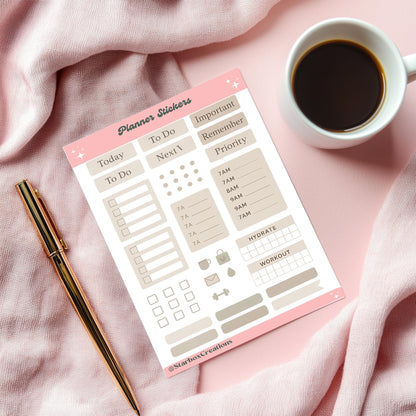 Modern Daily Planner Sticker Sheet, Bullet Journal Functional Stickers, A4/A5 Neutral Planning Labels, To Do, Icons, Habit Tracker