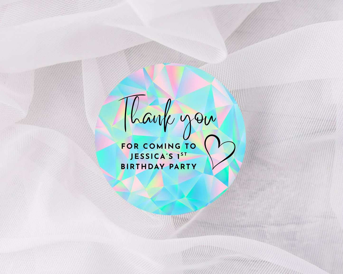 Custom party stickers, Goodie bag stickers, thank you stickers, five sizes, rainbow stickers, name stickers