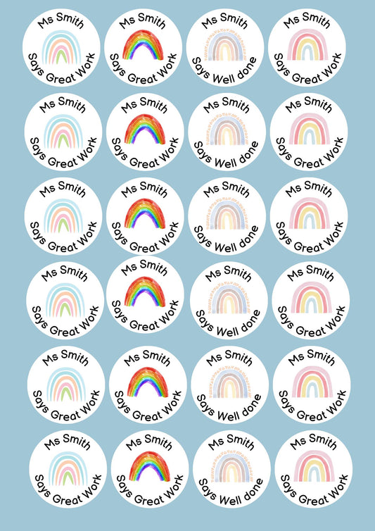 Well done stickers, personalised teacher stickers, merit stickers, teacher name, personalised stickers, merit sticker, sticker sheet
