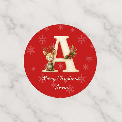 Personalised Christmas Stickers, Christmas Labels, Christmas Gift Labels, Santa Initial Stickers, Christmas Stag Stickers, name stickers