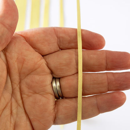 Pale lemon double sided satin ribbon,  Beresford's no 5  trim for weddings, anniversary gifts - 7 widths in 5 metre lengths,