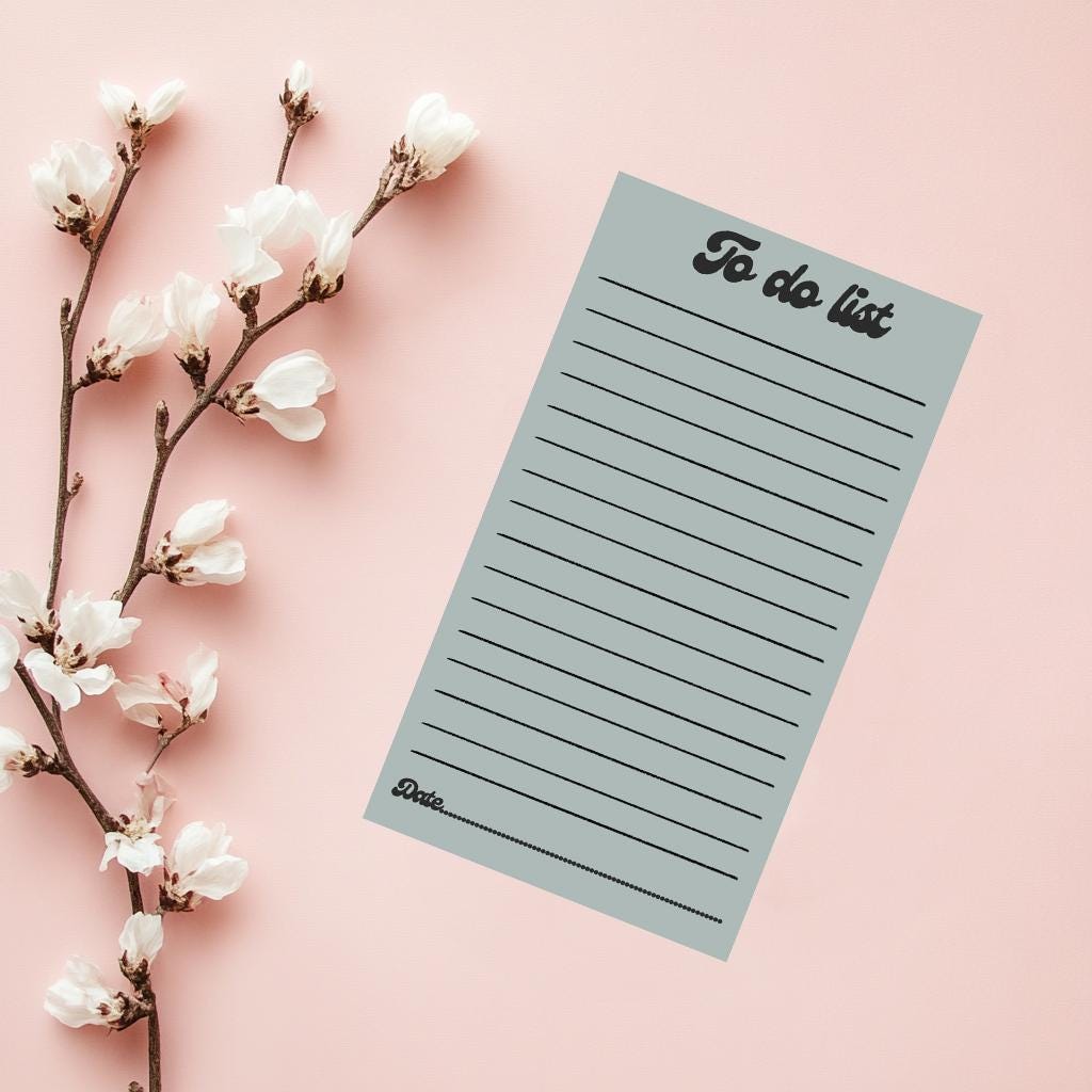 Sage Green To Do List Notepad, Minimalist Tear-Off Pad, Productivity Pad, shopping list