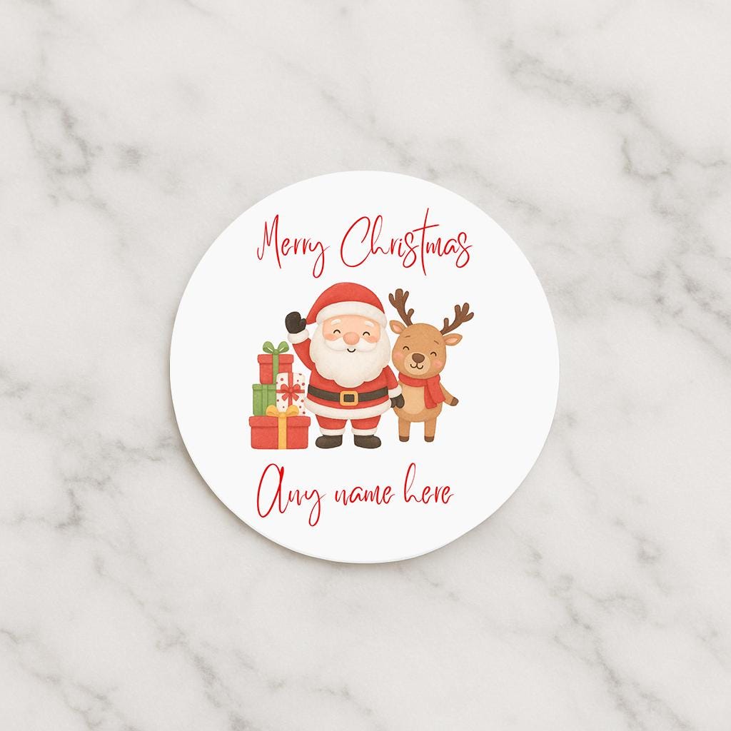 Personalised Christmas Stickers, Christmas Labels, Christmas Gift Labels, Santa Stickers, Christmas reindeer Stickers, name stickers