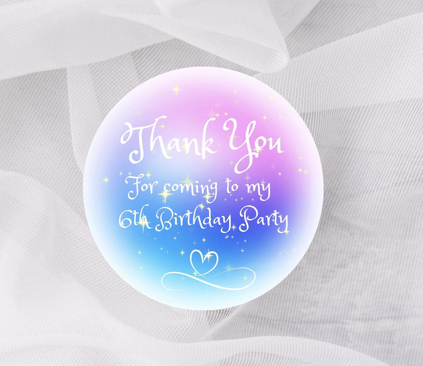Thank You Party Stickers, Rainbow Thank You Labels, Goodie Bag Stickers, Custom Name Stickers, Gloss or Matte Finish, 5 Sizes